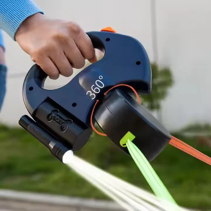 مقود كلبين مزدوج قابل للسحب 360° | Dual Dog Rope Leash
