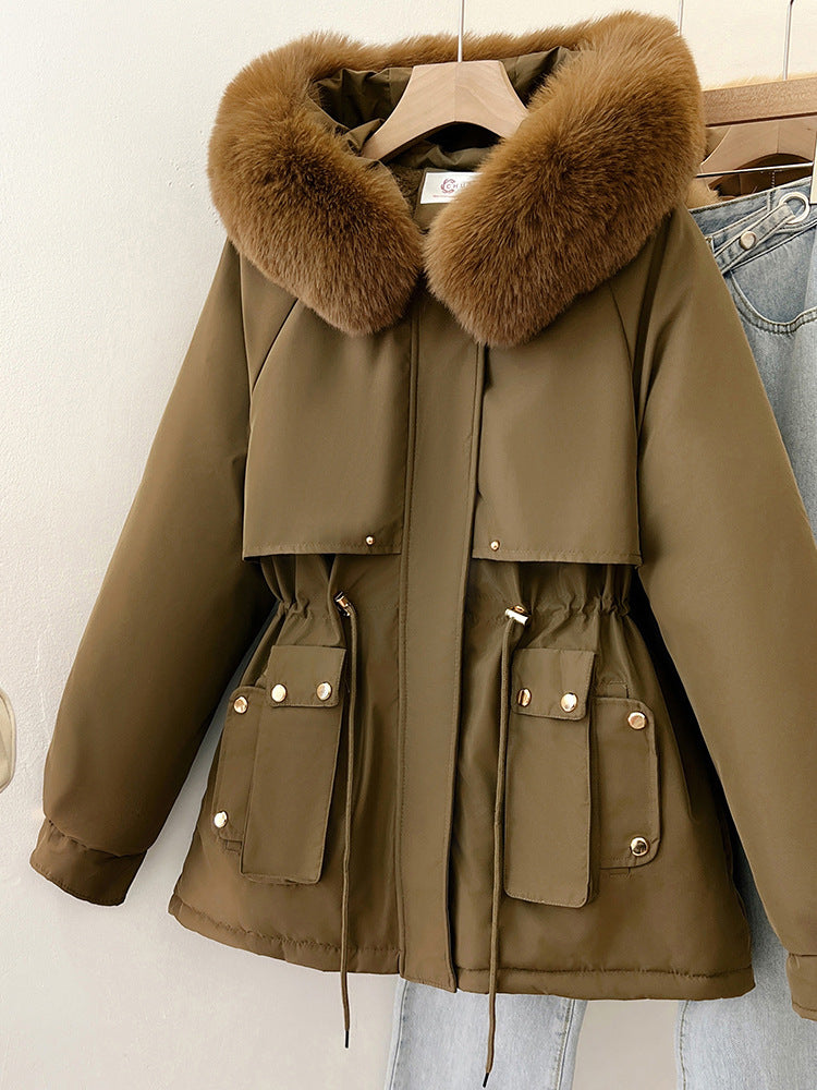 معطف شتوي بياقة فرو فاخرة | Women's Winter Fur Collar Coat