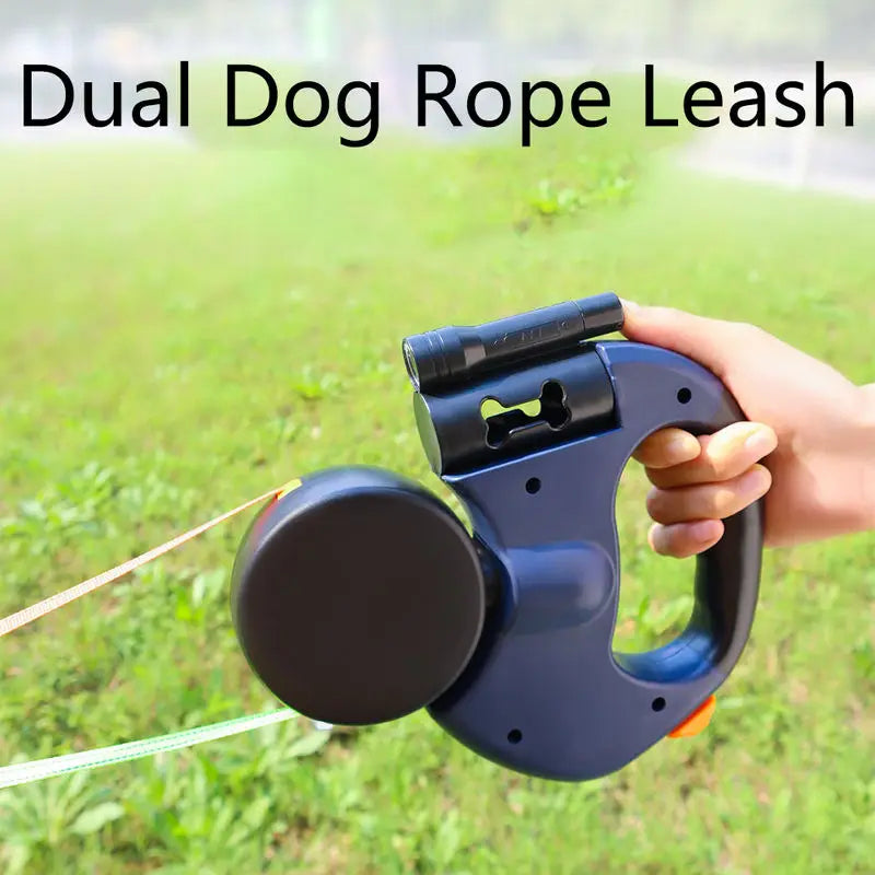 مقود كلبين مزدوج قابل للسحب 360° | Dual Dog Rope Leash