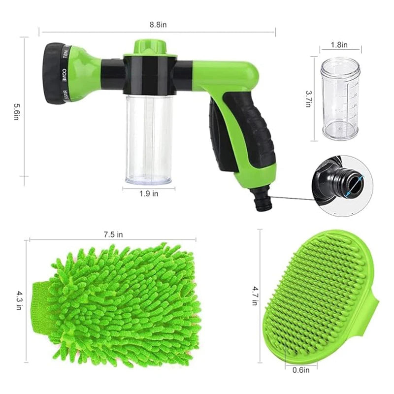مسدس رش الماء 8 أوضاع مع خزان صابون | Foam Spray Gun