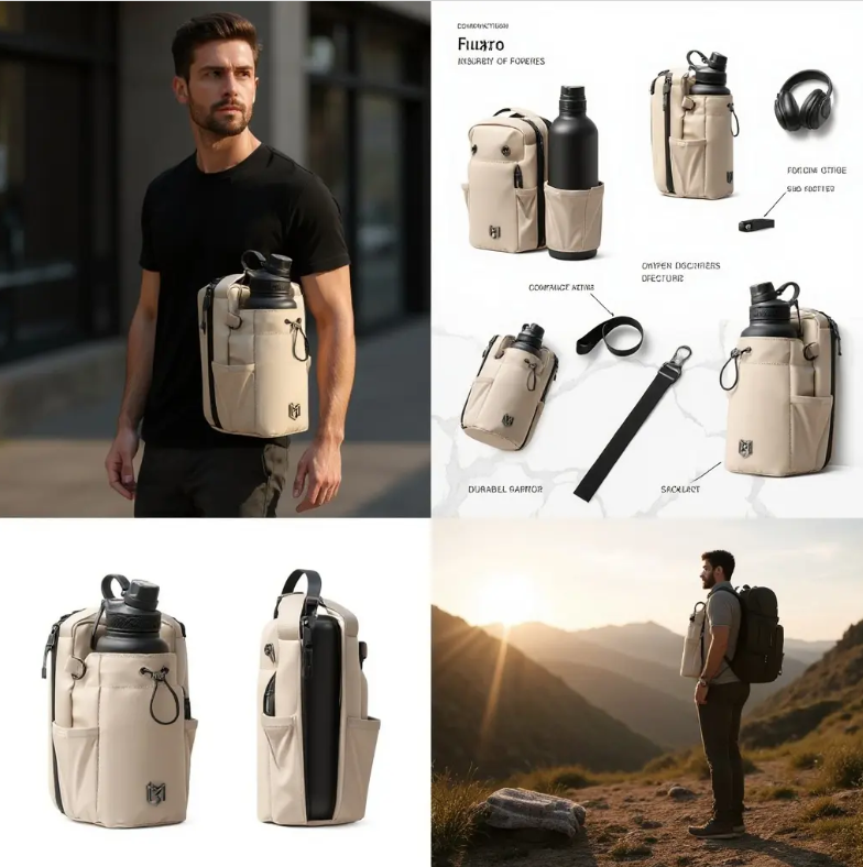 Magnetic Water Bottle Bag - Hands Free Carry - Gym