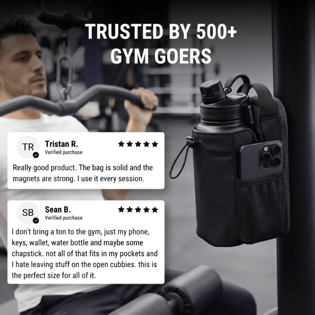 Magnetic Water Bottle Bag - Hands Free Carry - Gym