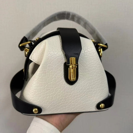 Women's Round Lychee Pattern Handbag | حقيبة يد نسائية دائرية
