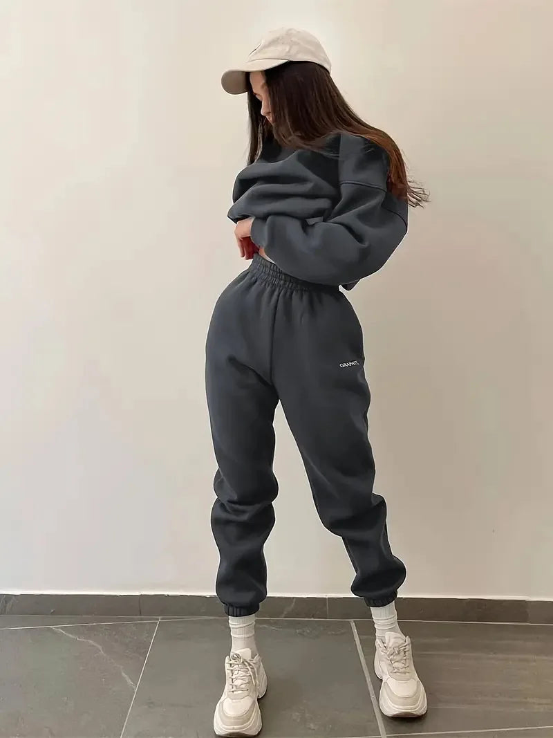 Women's Slim-fit Casual Sports Two-Piece Suit | Graphite