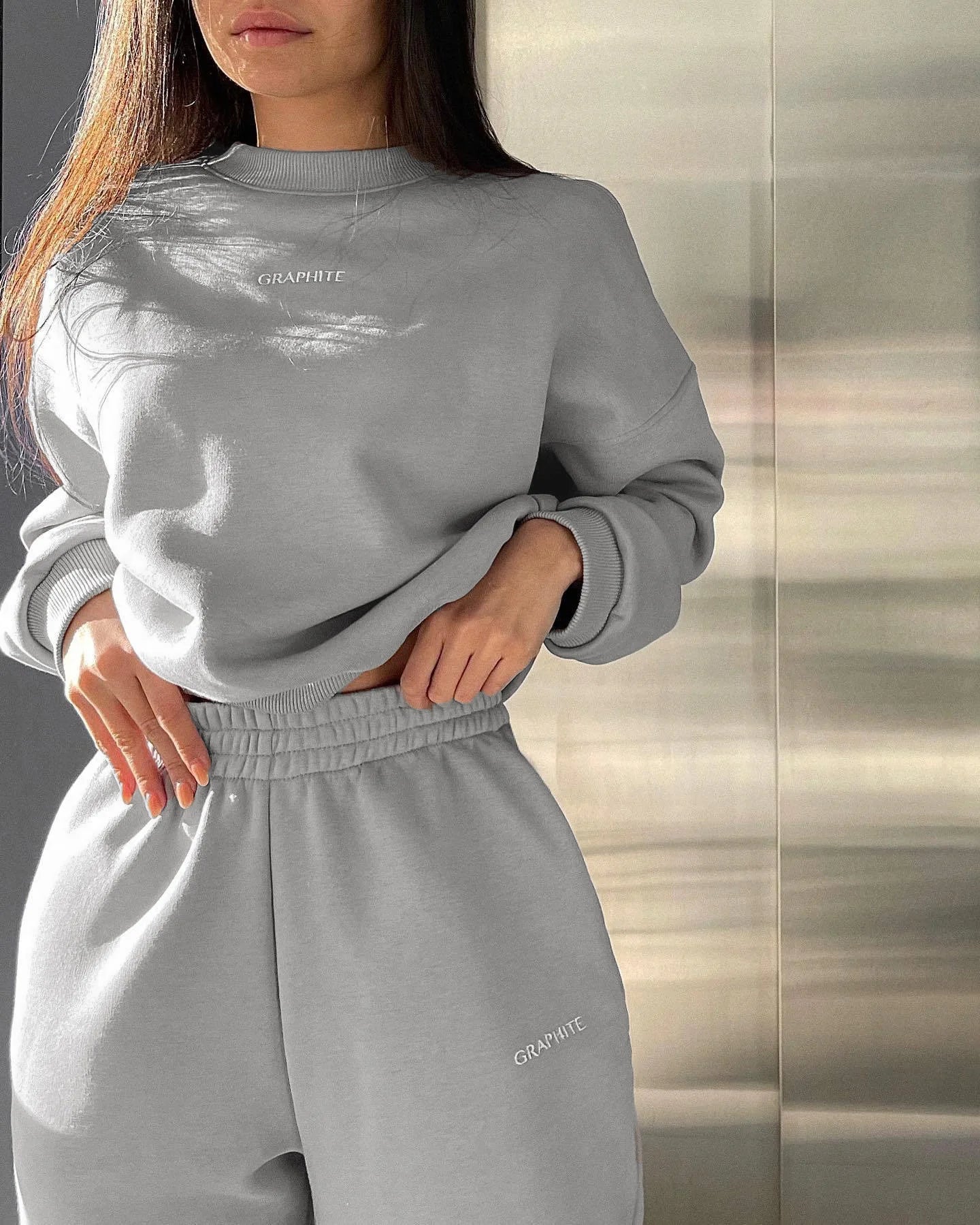 Women's Slim-fit Casual Sports Two-Piece Suit | Graphite